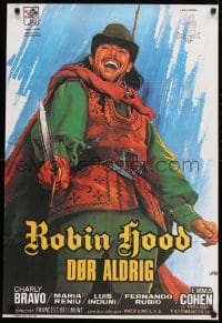 2z801 ROBIN HOOD NEVER DIES 23x34 Danish special poster 1975 Bravo in the title role by Jano!