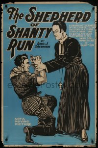 2z051 SHEPHERD OF SHANTY RUN 27x41 stage poster 1920s art of a priest grappling with man!