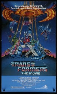 2z841 TRANSFORMERS THE MOVIE 22x37 special poster 1986 animated robot action cartoon, sci-fi art!