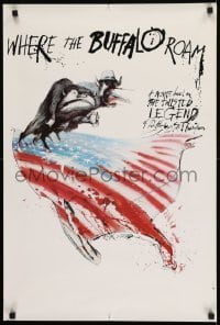 2z851 WHERE THE BUFFALO ROAM 20x30 special poster 1980 Steadman art of Hunter S. Thompson & USA!