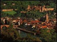 2z205 HEIDELBERG 24x32 German travel poster 1980 castle as seen from The Philosopher's Path