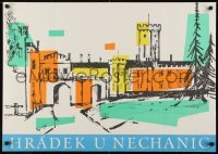 2z206 HRADEK U NECHANIC 23x33 Czech travel poster 1950s cool, colorful artwork of the castle!