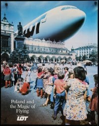 2z212 LOT POLAND & THE MAGIC OF FLYING 24x31 Polish travel poster 1989 Adam Mickiewicz Monument!