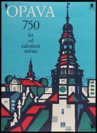 2z218 OPAVA 23x32 Czech travel poster 1974 wonderful, colorful art of the town by F. Kraus!
