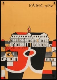 2z224 RAJEC 24x33 Czech travel poster 1950s cool, colorful art of the famous Castle!