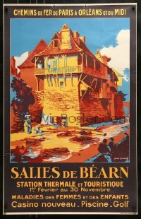 2z225 SALIES DE BEARN 25x39 French travel poster 1931 great artwork by Rene Roussel!