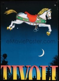 2z236 TIVOLI 25x34 Danish travel poster 1982 fantasy art of a flying carousel horse by Bo Bonfils!