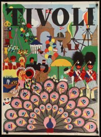 2z235 TIVOLI 24x34 Danish travel poster 1960s art of people and places in the park by Gunvor Ask!