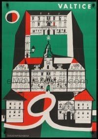 2z241 VALTICE 23x33 Czech travel poster 1963 cool, colorful artwork of the incredible palace!