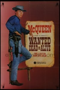 2z921 WANTED DEAD OR ALIVE 24x36 video poster R1986 full-length cowboy Steve McQueen!
