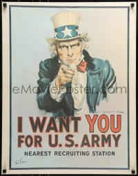 2z058 I WANT YOU FOR U.S. ARMY signed 22x28 war poster 1975 iconic art by James Montgomery Flagg!