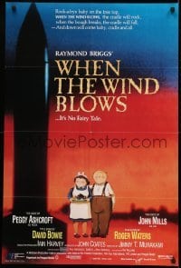 2z924 WHEN THE WIND BLOWS 24x36 video poster 1988 old couple & missile, Bowie, Roger Waters!