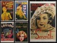 3a005 LOT OF 5 UNFOLDED 11X17 REPRODUCTION POSTERS IN PLASTIC SLEEVES 1980s Louise Brooks, Bow!