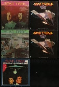 3a550 LOT OF 5 STAR TREK RECORDS, ALBUM FLATS AND CALENDAR 1970s-1980s great images!