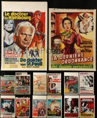 3a592 LOT OF 14 FORMERLY FOLDED VERTICAL BELGIAN POSTERS 1950s-1970s a variety of movie images!