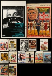 3a589 LOT OF 15 FORMERLY FOLDED VERTICAL BELGIAN POSTERS 1950s-1970s a variety of movie images!