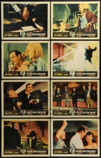 3a154 LOT OF 8 GOLDFINGER REPRO LOBBY CARDS 1980s all the great scenes from the original set!