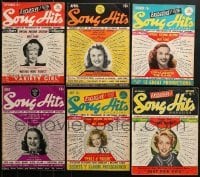 3a302 LOT OF 6 SONG HITS MAGAZINES 1940s all have movie stars pictured on the covers!