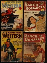 3a333 LOT OF 4 MASKED RIDER WESTERN AND RANCH ROMANCES PULP MAGAZINES 1930s-1950s cool cowboy art!