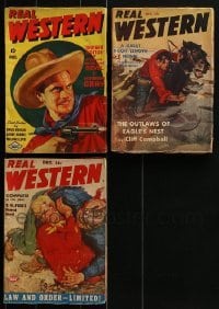 3a343 LOT OF 3 REAL WESTERN STORIES MAGAZINES 1930s-1940s cool cowboy art on the covers!