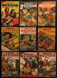 3a285 LOT OF 9 COMPLETE WESTERN BOOK PULP MAGAZINES 1940s-1950s all with great cowboy cover art!