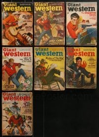 3a299 LOT OF 7 GIANT WESTERN PULP MAGAZINES 1940s-1950s all with great cowboy cover art!