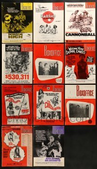 3a247 LOT OF 11 BOX OFFICE EXHIBITOR MAGAZINES 1970s filled with movie images & information!