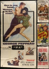 3a558 LOT OF 4 FOLDED THREE-SHEETS 1940s-1960s great images from a variety of different movies!
