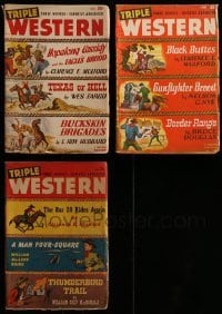 3a340 LOT OF 3 TRIPLE WESTERN PULP MAGAZINES WITH CLARENCE MULFORD NOVELS 1947-49 L. Ron Hubbard!