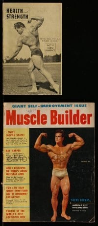 3a347 LOT OF 2 STEVE REEVES MUSCLE MAGAZINES 1950-1954 Muscle Builder & Health and Strength!