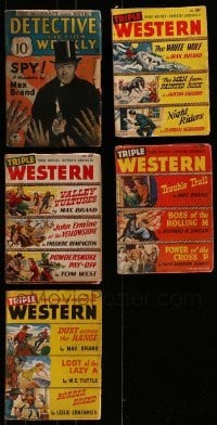 3a317 LOT OF 5 PULP MAGAZINES WITH MAX BRAND STORIES 1930s-1950s all with great cover artwork!