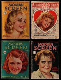 3a332 LOT OF 4 MODERN SCREEN MOVIE MAGAZINES 1930s-1940s filled with great movie images!
