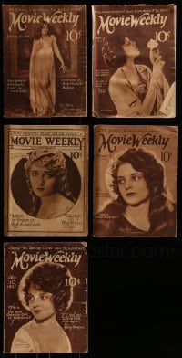 3a321 LOT OF 5 MOVIE WEEKLY MOVIE MAGAZINES 1921-1924 filled with great movie images!