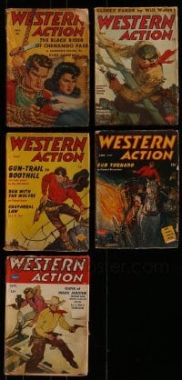 3a313 LOT OF 5 WESTERN ACTION PULP MAGAZINES 1940s-1950s all with great cowboy art on the covers!