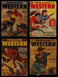 3a329 LOT OF 4 THRILLING WESTERN PULP MAGAZINES 1948-1951 with great cowboy art on the covers!