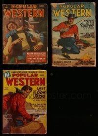 3a345 LOT OF 3 POPULAR WESTERN PULP MAGAZINES 1947-1951 with great cowboy art on the covers!