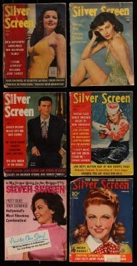 3a303 LOT OF 6 SILVER SCREEN MAGAZINES 1940s-1960s filled with great movie images & information!