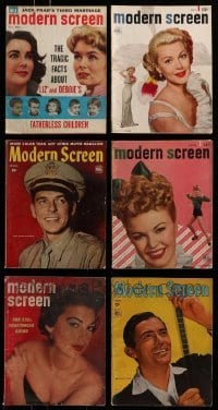 3a305 LOT OF 6 MODERN SCREEN MOVIE MAGAZINES 1940s-1950s filled with great movie images & info!