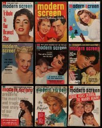 3a283 LOT OF 9 MODERN SCREEN MOVIE MAGAZINES 1940s-1970s filled with great movie images & info!