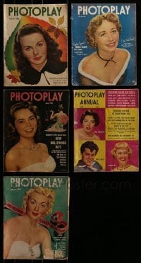 3a319 LOT OF 5 PHOTOPLAY MOVIE MAGAZINES 1940s-1950s filled with great movie images & info!