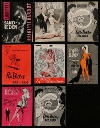 3a234 LOT OF 8 BRIGITTE BARDOT DANISH PROGRAMS 1950s-1960s all with different sexy artwork!