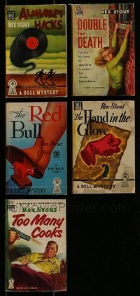 3a434 LOT OF 5 REX STOUT DELL PAPERBACK BOOKS 1940s stories from the legendary mystery writer!