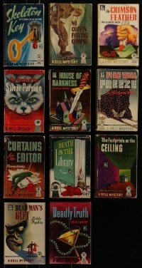3a415 LOT OF 11 DELL MYSTERY PAPERBACK BOOKS 1940s great detective stories with cool cover art!