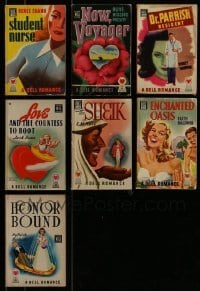3a429 LOT OF 7 DELL ROMANCE PAPERBACK BOOKS 1940s-1950s all with great cover artwork!