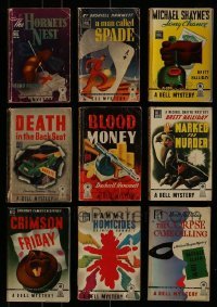 3a423 LOT OF 9 DELL MYSTERY PAPERBACK BOOKS 1940s all with great artwork on the covers!