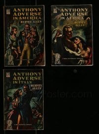 3a443 LOT OF 3 ANTHONY ADVERSE DELL PAPERBACK BOOKS 1949 all with great cover artwork!