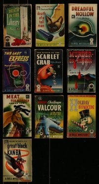 3a420 LOT OF 10 DELL MYSTERY PAPERBACK BOOKS 1940s all with great artwork on the covers!