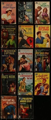 3a411 LOT OF 14 DELL PAPERBACK BOOKS 1940s-1950s great stories with cool cover art!