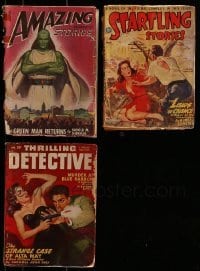 3a344 LOT OF 3 PULP MAGAZINES 1940s Amazing Stories, Thrilling Detective, great cover art!