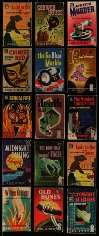 3a410 LOT OF 15 DELL MYSTERY PAPERBACK BOOKS 1940s detective stories with cool cover art!